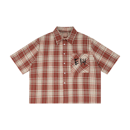 Unisex Plaid Boxy Short Sleeve Shirt