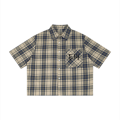 Unisex Plaid Boxy Short Sleeve Shirt